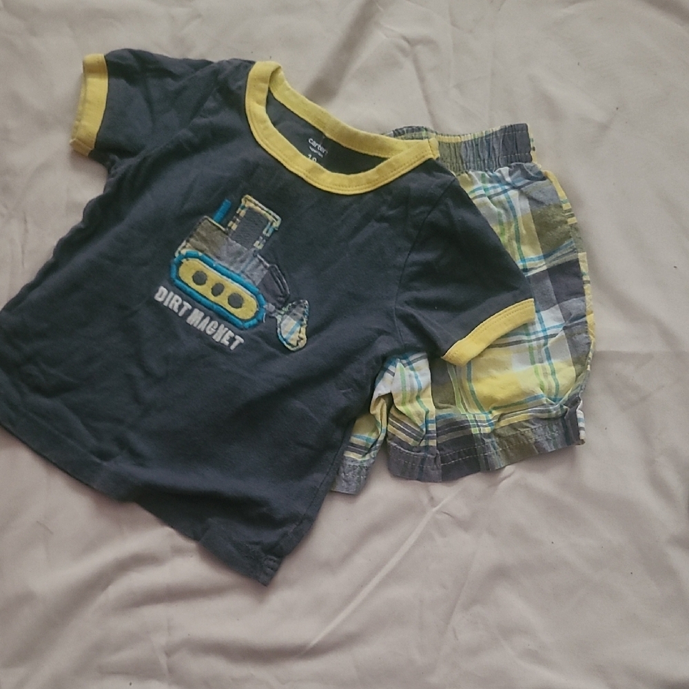 Carter's Navy and Yellow Dirt Mover Tee